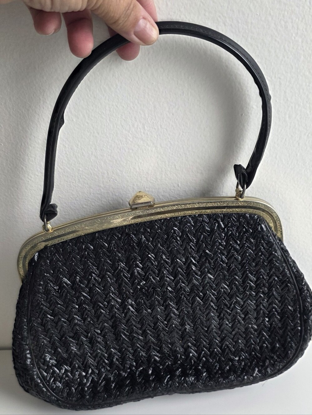 Vintage JR USA Black With Gold Frame Evening Bag And Coin Purse